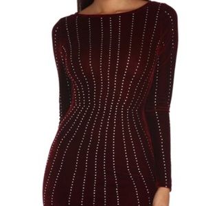 Burgundy velvet cocktail dress
